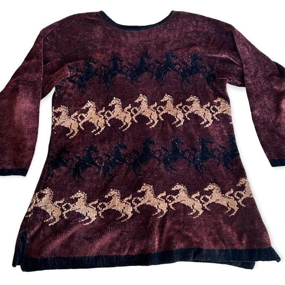 MILLIGAN BRAND VTG C.B. Milligan Chenille Horse Tunic Length Sweater Size L RARE - Picture 1 of 10
